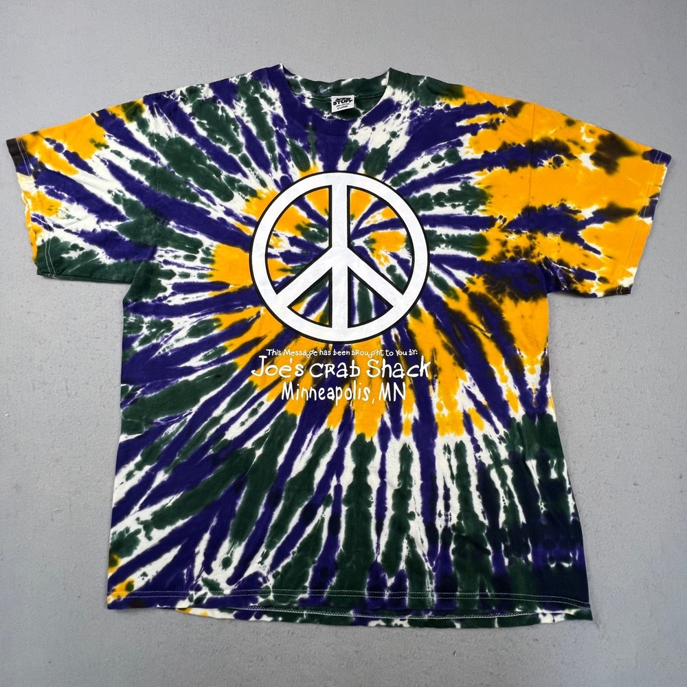 Joe's Crab Shack T-Shirt Mens XL Multi Tie Dye Peace Love Crabs Tee Joe's Stuff